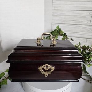 Vintage Mahogany Jewelry Box Made in Korea